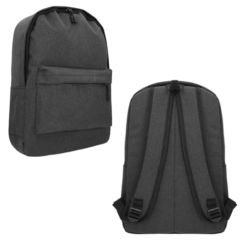 BL-082, Mochila de poliéster con bolsa principal frontal con cierre, 2 bolsas laterales, compartimento interno para laptop max. de 16 pulgadas, asa superior, tirantes y  correas ajustables.